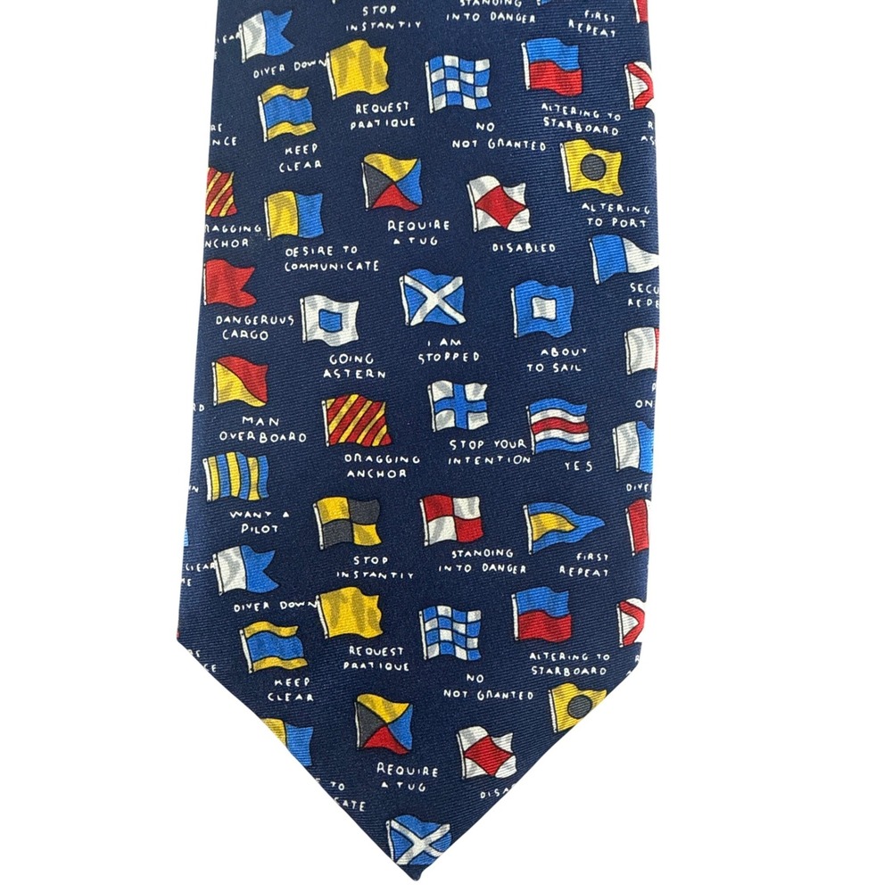 Alynn Neckwear Silk Tie Mens OS Navy Blue  Nautical Signal Flags Eric Holch